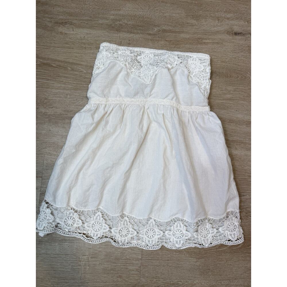 Maurices Cream Lace Crochet Tube Top Boho Babydoll Stretch Back Festival Large